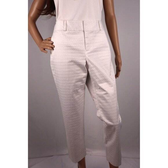 Banana Republic Martin Fit Womens Cropped Pants Size 8 White Textured Cotton Ble - Picture 1 of 10